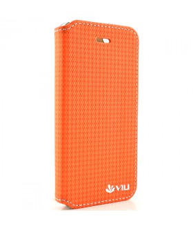 Vili Plaid Style Flip Θήκη iPhone 5 & 5S Πορτοκαλί